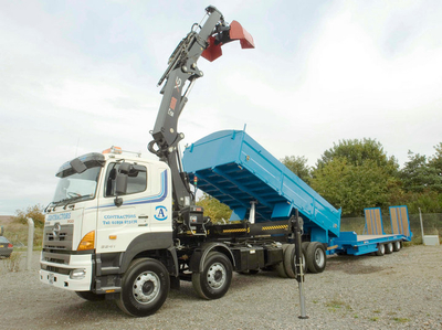 HINO 700 FY Tipper truck with loader crane and lowboy trailer