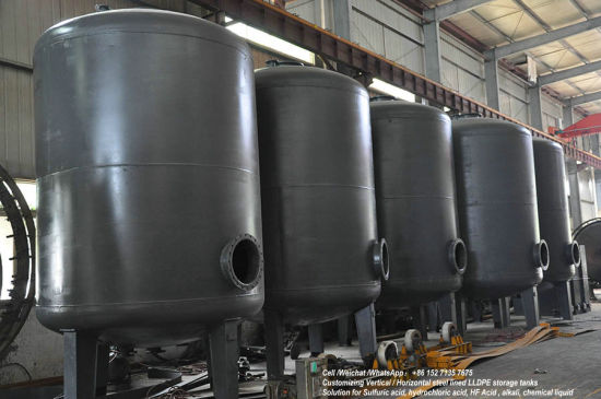 HCl Naclo Storage Dosing Tanks (Carbon Steel Tank Lined LLDPE corrosion resistance Sodium Hypochlorite, Hydrochloric Acid) Vertical 5 -50kl Measuring Tank
