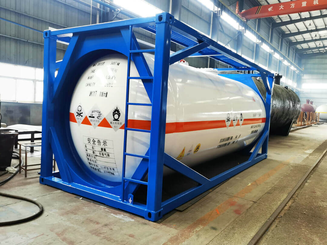 20 Feet 21cbm ISO Standard Liquid Chlorine Storage Tank Container For UN1017 Cl2 Road Tansport