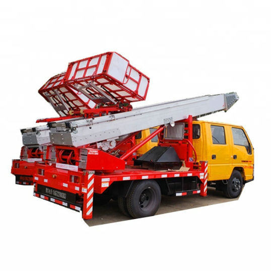 Truck Mounted Telescopic Ladder Truck for House Building Goods Lift and Download (House Furniture Moving Cherry Picker Hydraulic 28 M Aerial Platform Ladder)