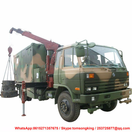 Dongfeng Awd 4X4 Offroad Truck Mounted Mobile Workshop Conainer with Crane 3 Ton