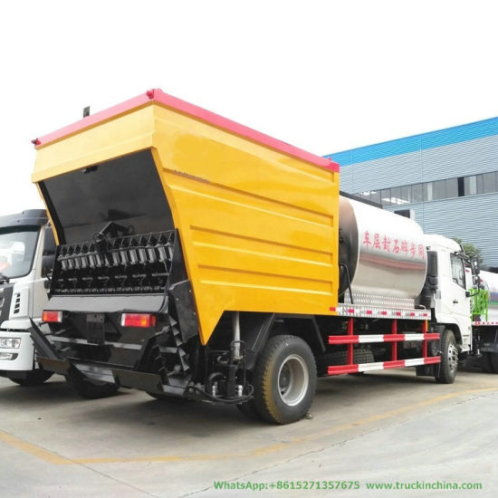 Dongfeng Synchronous Asphalt Gravel Chip Sealer Truck, 6m3 Road Asphalt Concrete Spreader Truck