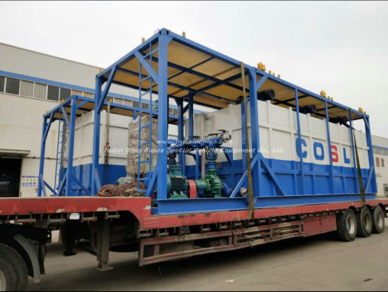 Skid 500 Bbl Frac Tank Steel Lined PE for Oilfield Chemical Contain (Skid With Motor Pump and Reactor Motor Stirring For Mxing HCl Hydrochloric Acid)