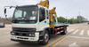 Japan. Brand I. S. U. Z. U Recovery Truck Mounted with Knuckle 5 Ton Crane and Roll Back Flatbed Wrecker Euro 5.6. Engine