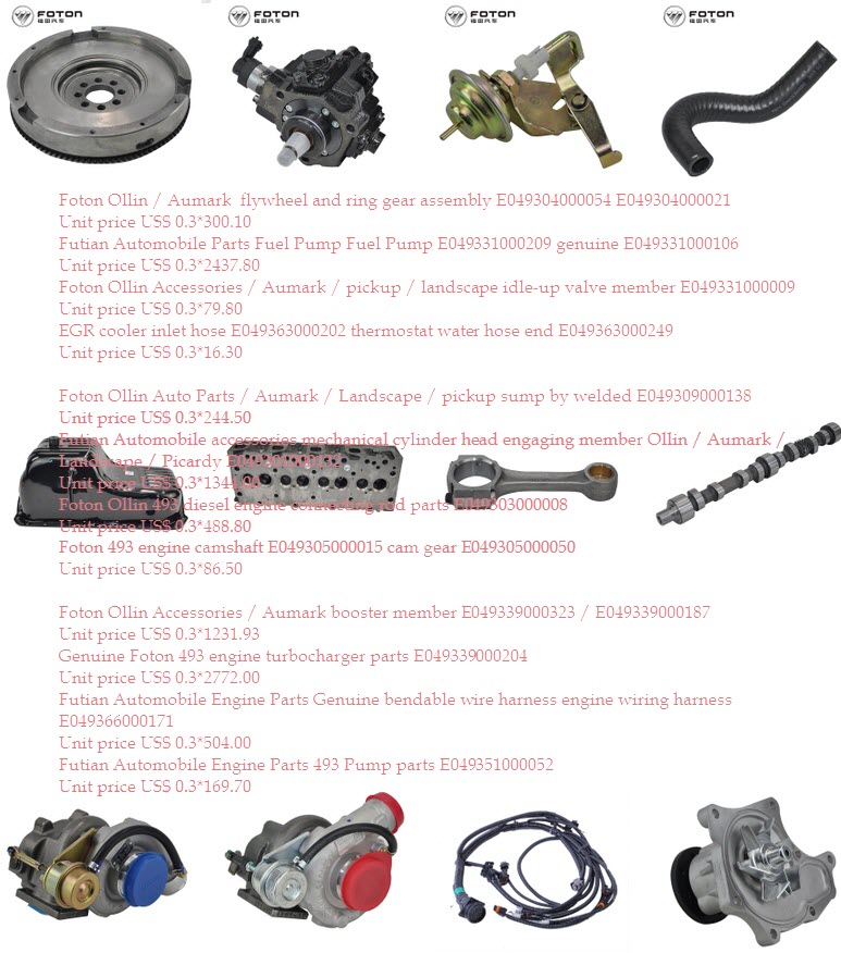 Foton Ollin Engine 493 Parts Price List 1