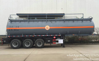 Hydrochloric Acid Tank Trailer Plastic Lining 24m3 Round Dishhead