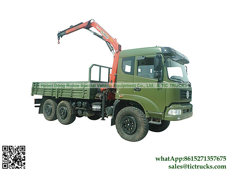 Military Truck Dongfeng 6x6 truck 7.6T.m Palfinger crane