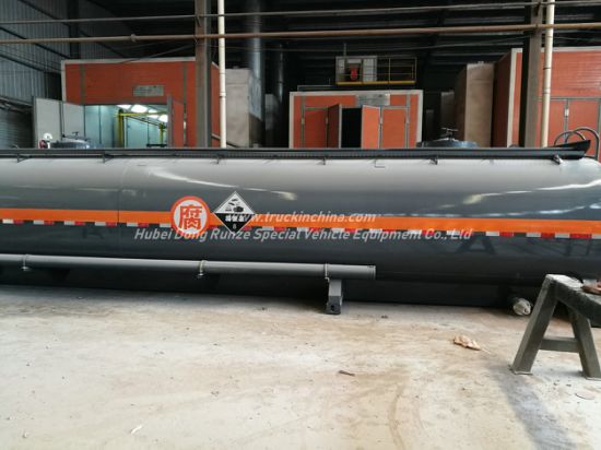 Hydrocyanic Acid Tank Mounted On Container Trailer For Road Transport 30KL-40KL for HC , NaOH , NaCLO H2SO4 Steel Lined LDPE