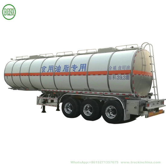 Aluminum Tanker Trailer 36000L~42000L 3 Axle Transport Food Cooking Oil Edible Oil