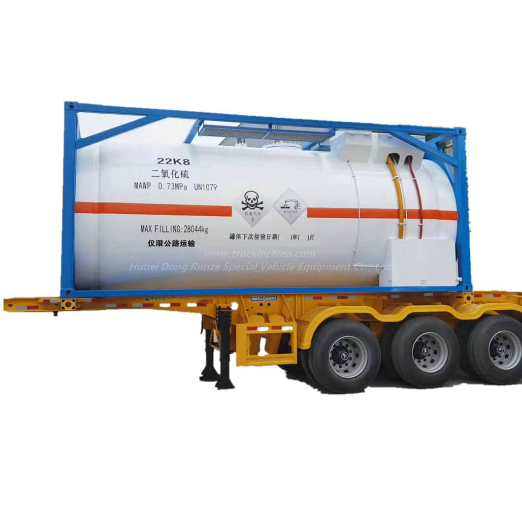 20FT UN1079 ISOTank Container for Sulfur Dioxide 0.73Mpa Road Transport 22,000litres 28Ton SO2 