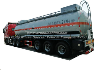 3 Axles Acid Tank Trailer for HCl (max 35%) , Naoh (max 50%) , Naclo (max 10%) , PAC (max 17%) , H2so4, H3po4 (10%-85%) , Nh3. H2O, H2O2 (30%) etc 28cbm-45cbm