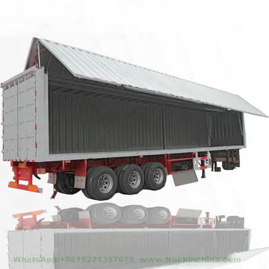 Customizing 60 Tons Flat Bed Curtain Side Wall Cargo Semi Trailer (Wing Side Opening Van)